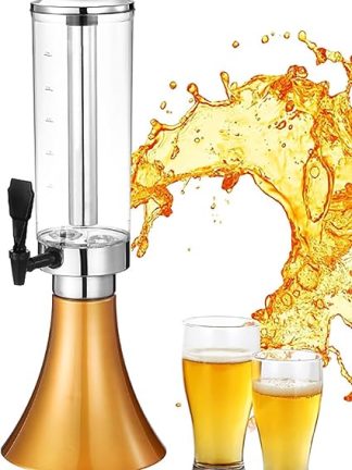 3-литровый золотистый диспенсер для пива, пивная башня с цветной подсветкой и съемной трубкой для льда, изготовлен из пищевого материала и имеет четкую шкалу, прост в обслуживании, подходит для баров, кафетерий.