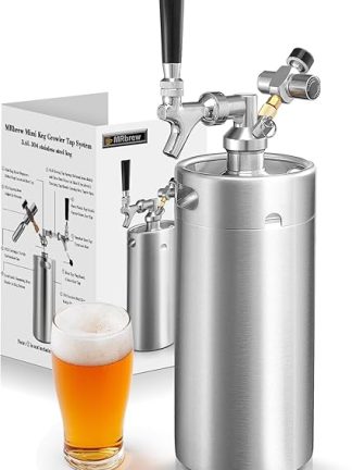Портативная система розлива пива MRbrew Mini Keg Growler, система розлива пива под давлением из нержавеющей стали, мини-кегератор с профессиональным пивным краном и регулятором CO2 для сохранения свежести пива.