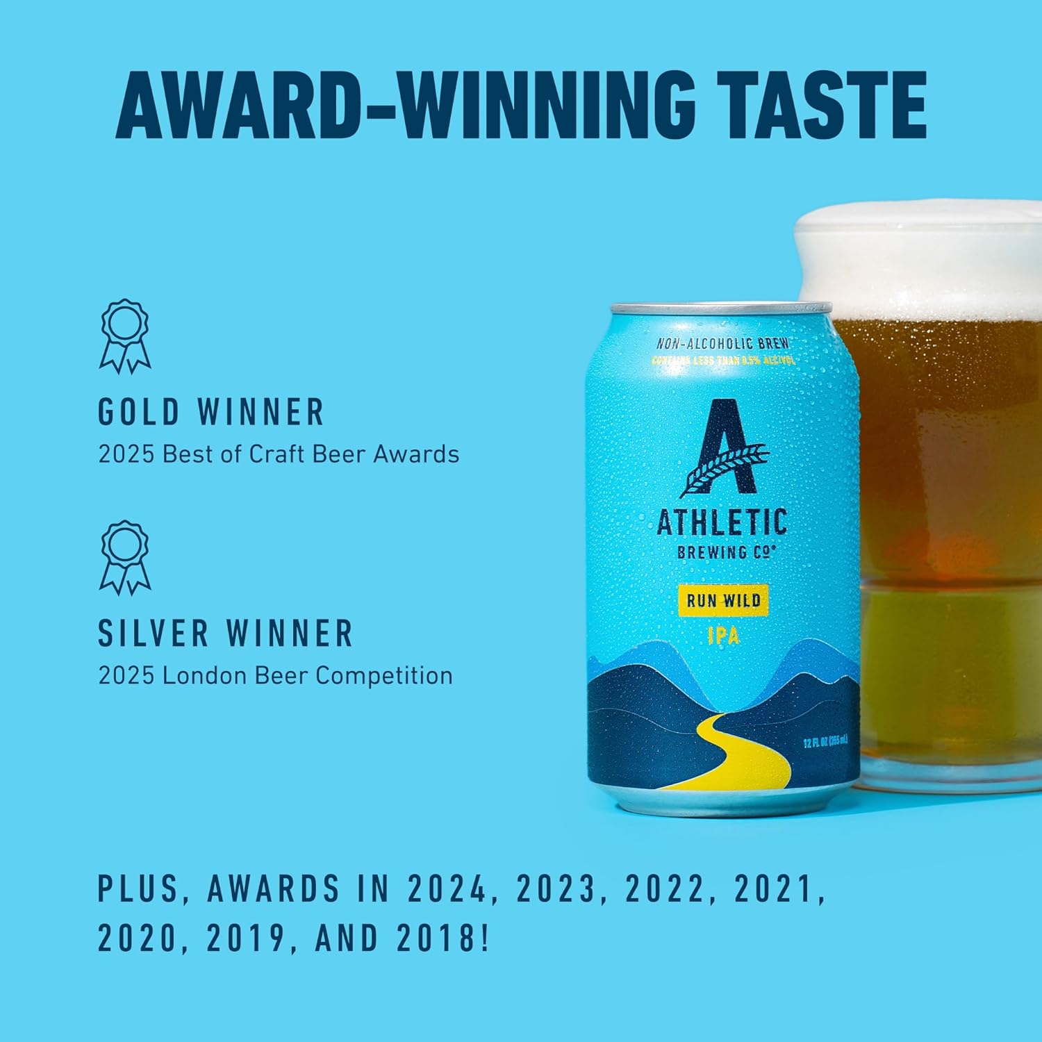 Athletic Brewing Company Craft Non-Alcoholic Beer - 12 Pack x 12 Fl Oz Cans - Run Wild IPA — изображение 2