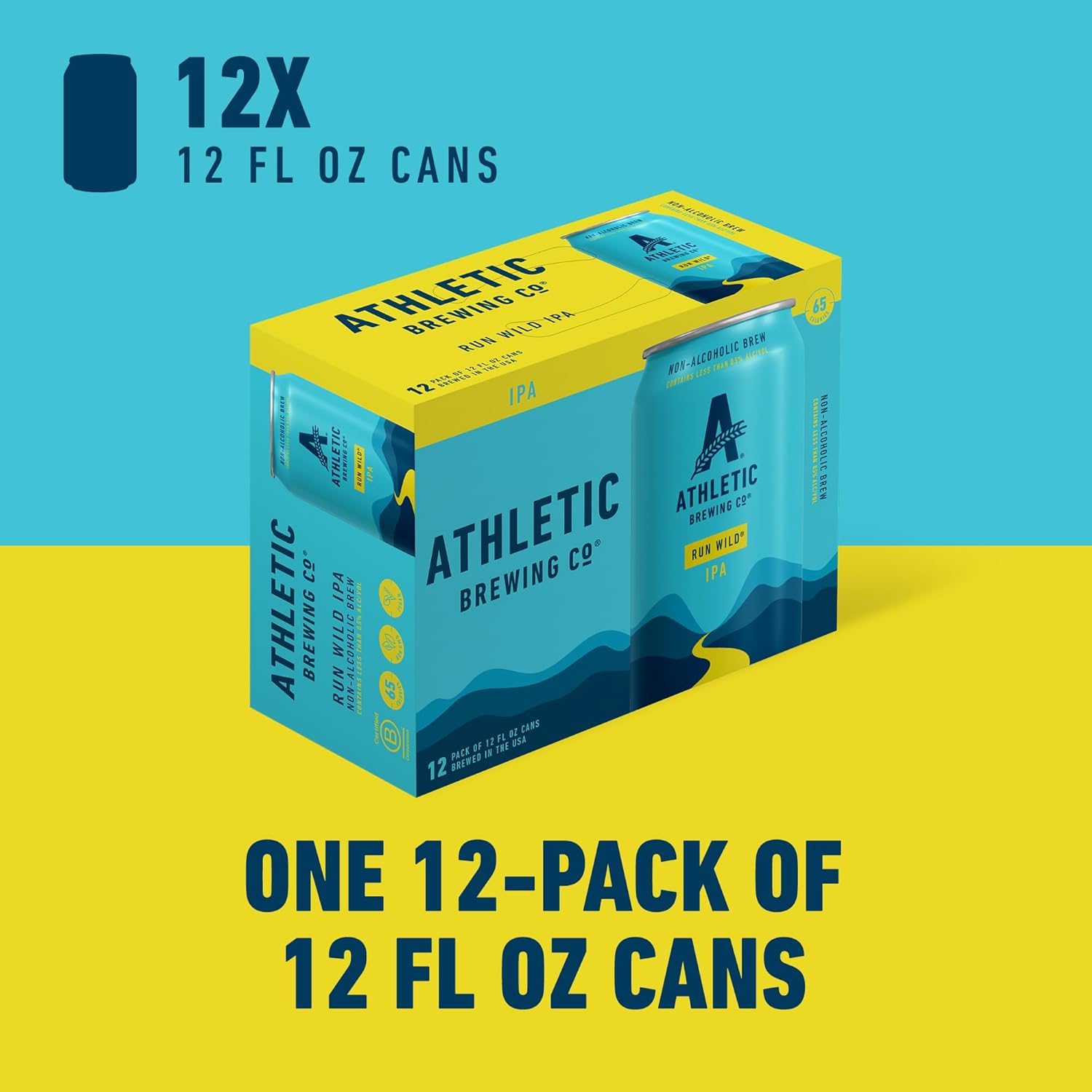 Athletic Brewing Company Craft Non-Alcoholic Beer - 12 Pack x 12 Fl Oz Cans - Run Wild IPA — изображение 7