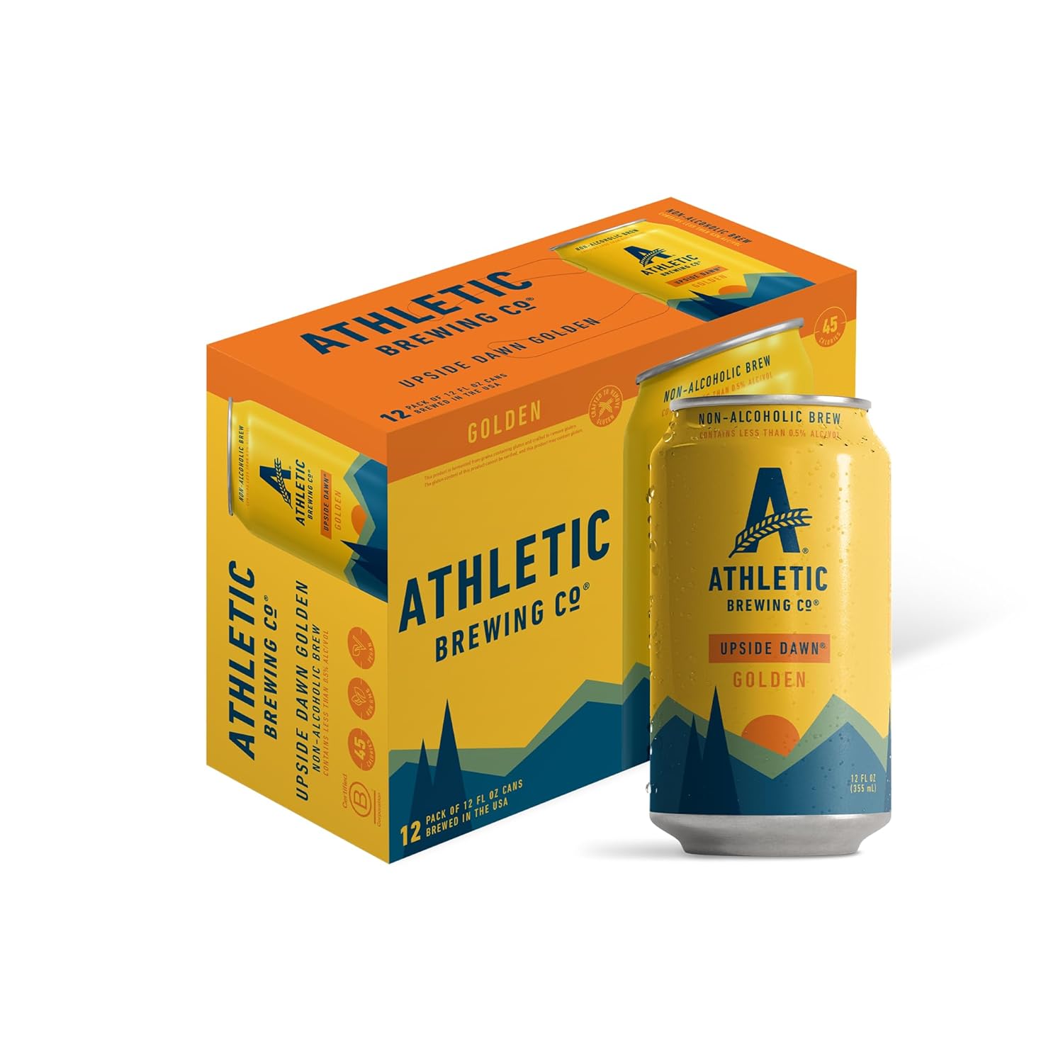 Athletic Brewing Company Craft Non Alcoholic Beer Upside Dawn Golden, 12 Pack 12 FL Oz Cans