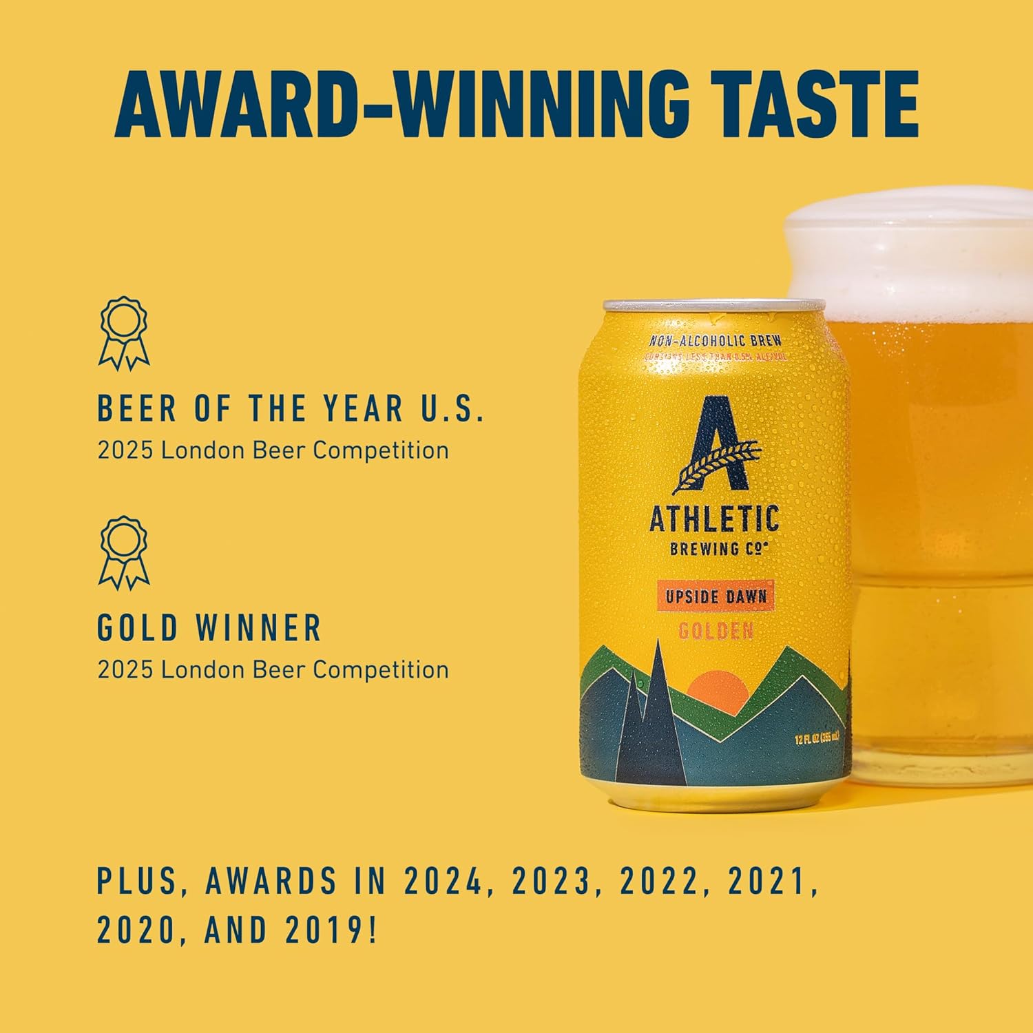 Athletic Brewing Company Craft Non Alcoholic Beer Upside Dawn Golden, 12 Pack 12 FL Oz Cans — изображение 2
