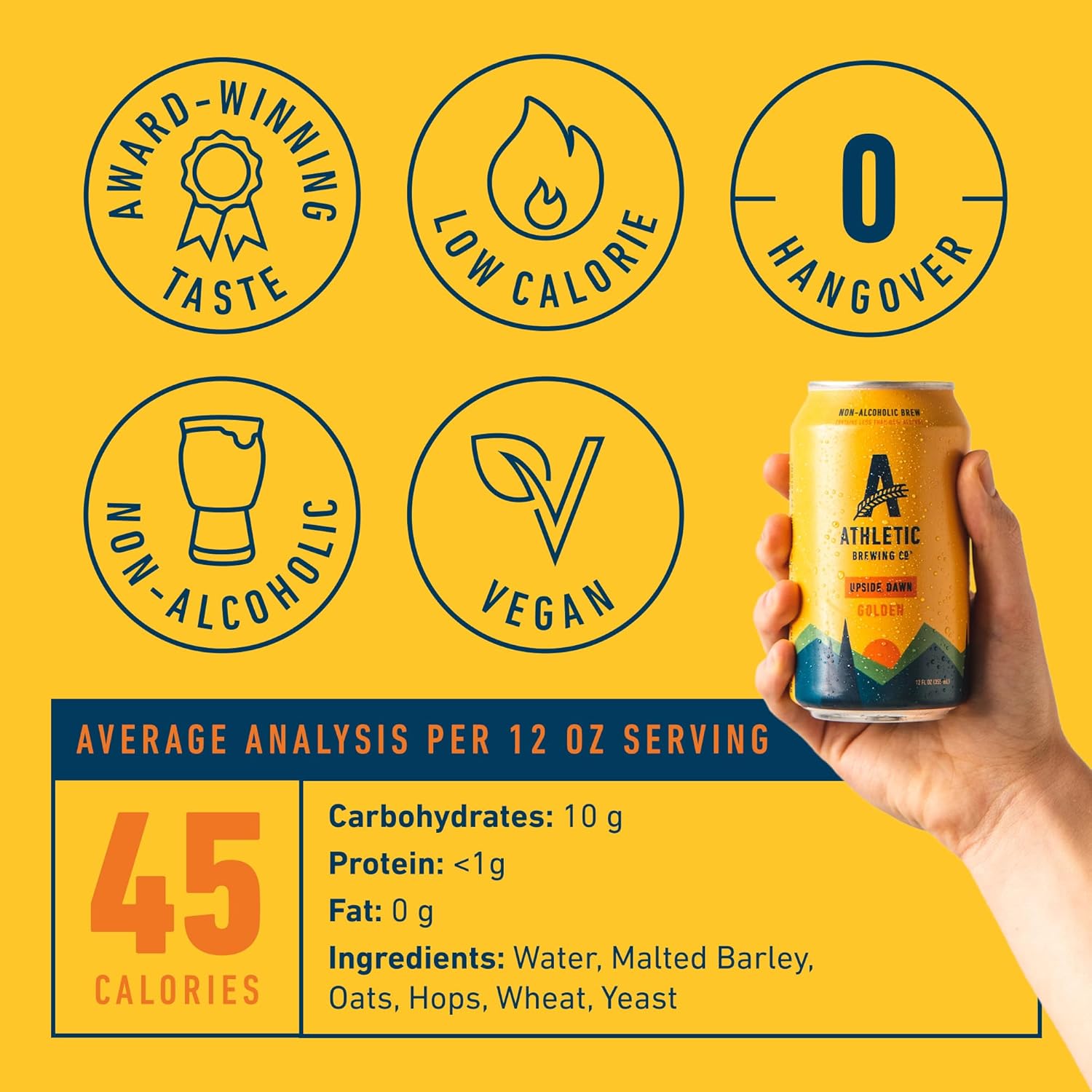 Athletic Brewing Company Craft Non Alcoholic Beer Upside Dawn Golden, 12 Pack 12 FL Oz Cans — изображение 5