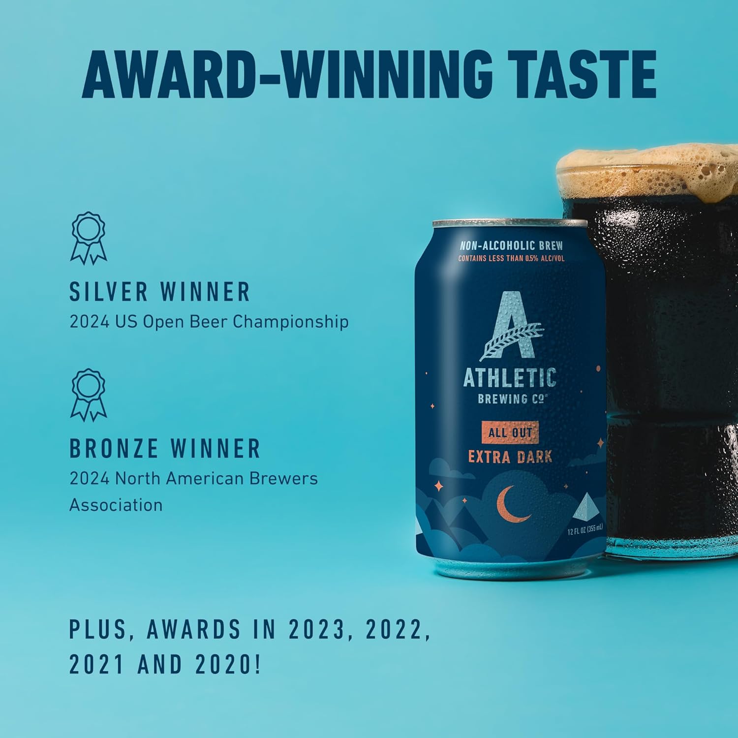 Athletic Brewing Company Craft Non Alcoholic Beer All Out Extra Dark, 12 Pack 12 FL Oz Cans — изображение 3
