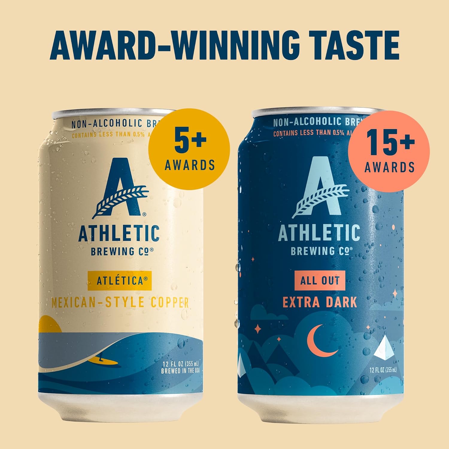 Athletic Brewing Company Craft Non Alcoholic Beer Atlética and All Out, 12 Pack 12 FL Oz Cans — изображение 4