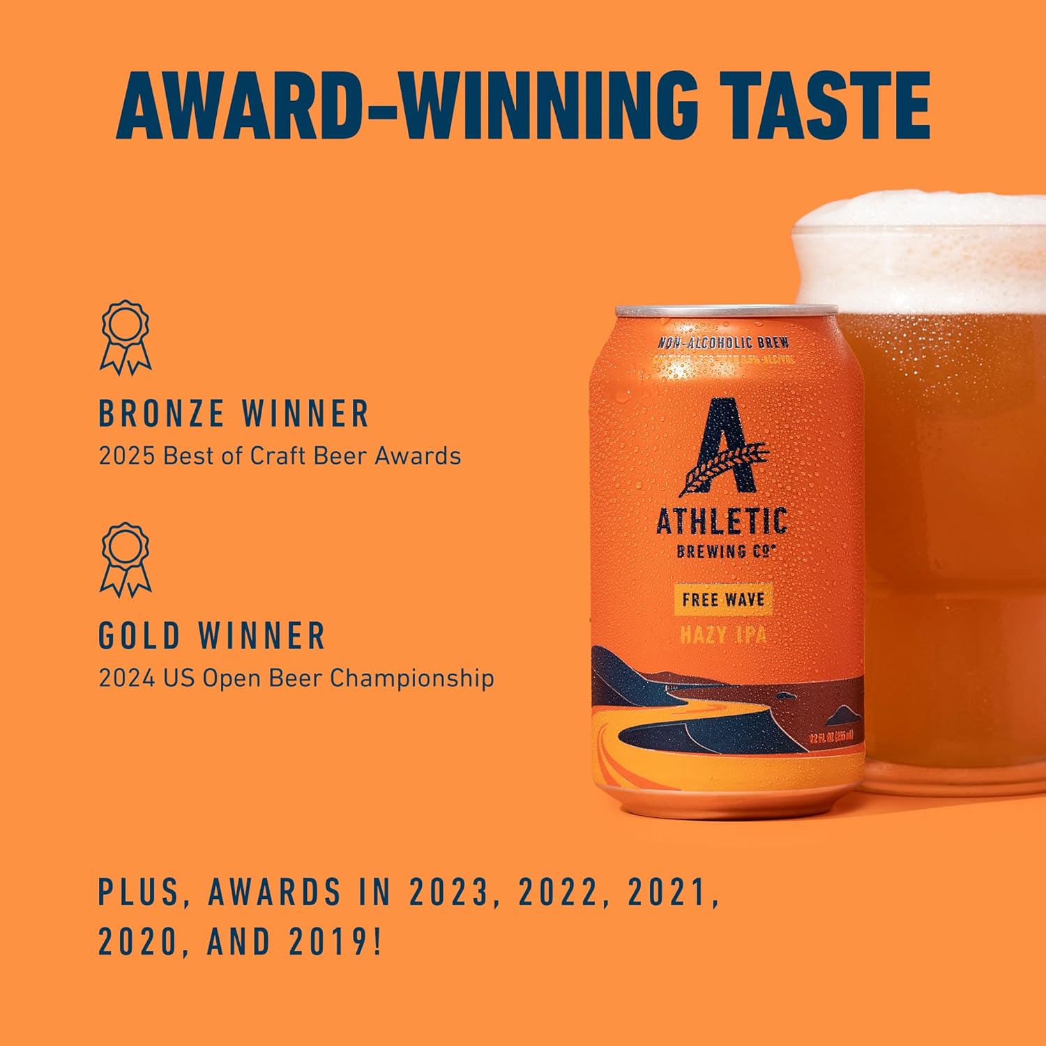 Athletic Brewing Company Craft Non Alcoholic Beer Free Wave Hazy IPA, 12 Pack 12 FL Oz Cans — изображение 2