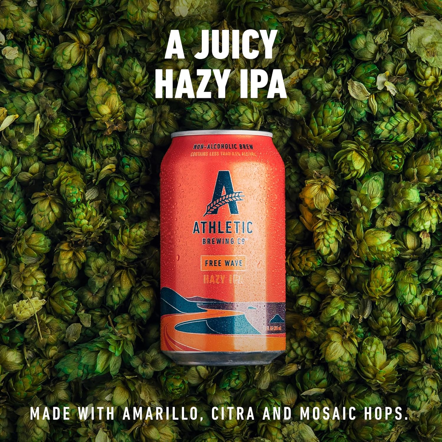Athletic Brewing Company Craft Non Alcoholic Beer Free Wave Hazy IPA, 12 Pack 12 FL Oz Cans — изображение 3