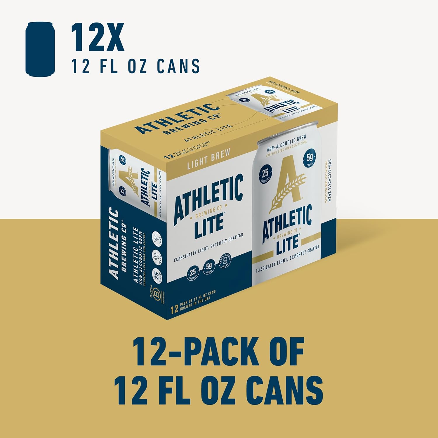 Athletic Brewing Company Craft Non Alcoholic Beer Athletic Lite, 12 Pack12 FL Oz Cans — изображение 8