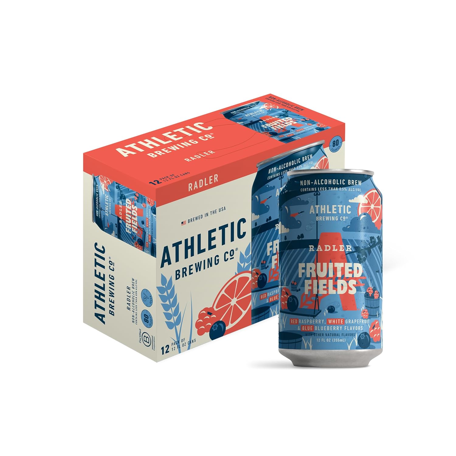 Athletic Brewing Company Craft Non-Alcoholic Beer Radler, 12 Pack x 12 Fl Oz Cans