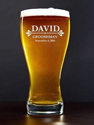 Кружка для пива Pilsner объемом 15 унций с гравировкой, персонализированный подарок, с изображением геральдической лилии.