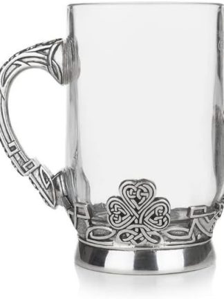Стеклянная кружка AE Williams Celtic Glass Tankard, Шотландия, подарок для ужина или встречи (кельтский узел, 6,3 x 4,3 дюйма).