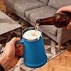 Термокружка для пива Ideus, 24/32 унции, из нержавеющей стали с двойными стенками, большая металлическая кружка для барных напитков с удобной ручкой (цвет «лазурный», 34 унции (1000 мл)).