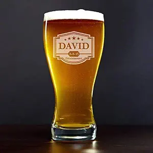 Кружка для пива Pilsner объемом 15 унций с гравировкой, изготовленная на заказ, персонализированный подарок, винтажная рамка.