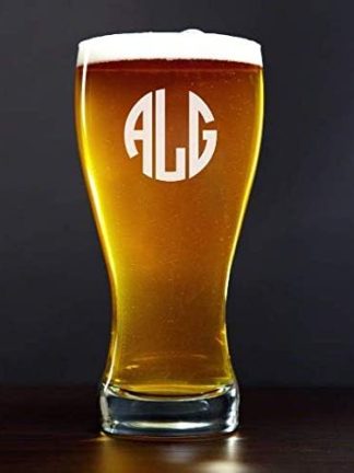 Кружка для пива Pilsner объемом 15 унций с гравировкой, персонализированный подарок с монограммой.