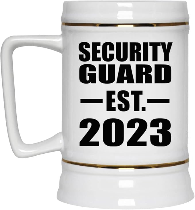Designsify Gifts, Охранник, Основана в 2023 году, Керамическая кружка-бокал объемом 22 унции с ручкой для заморозки - для дня рождения, годовщины, Рождества, Дня матери, Дня отца, вечеринки, для мужчин и женщин.