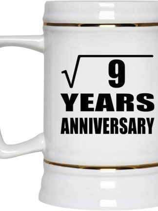 Подарки от Designsify, 3-я годовщина, квадратный корень из 9 лет, керамическая кружка-бокал объемом 22 унции с ручкой для заморозки — подарок на день рождения, Рождество, День матери, День отца, вечеринку, для мужчин и женщин.