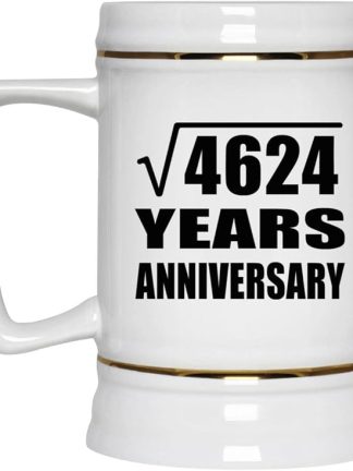 Подарки от Designsify, 68-я годовщина, квадратный корень из 4624 лет, керамическая кружка-бокал объемом 22 унции с ручкой для заморозки — для дня рождения, Рождества, Дня матери, Дня отца, вечеринки.