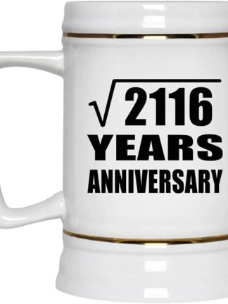 Подарки от Designsify, 46-я годовщина, квадратный корень из 2116 лет, керамическая кружка-бокал объемом 22 унции с ручкой для заморозки — для дня рождения, Рождества, Дня матери, Дня отца.