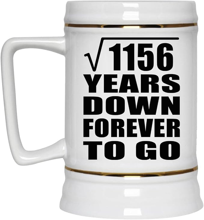 Подарки от Designsify, 34-я годовщина, квадратный корень из 1156 лет, навсегда, керамическая кружка-бокал объемом 22 унции с ручкой для заморозки — для дня рождения, Рождества, Дня матери, Дня отца, вечеринки.