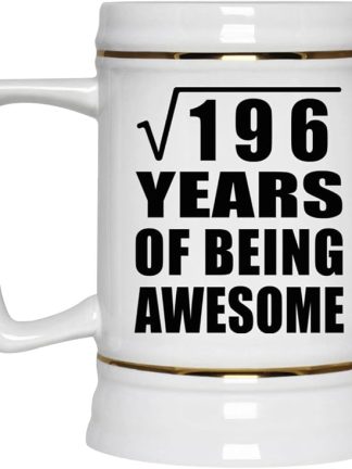 Подарки от Designsify, 14-летие, квадратный корень из 196 лет быть потрясающим, керамическая кружка-бокал объемом 22 унции с ручкой для заморозки — для годовщины, Рождества, Дня матери, Дня отца, вечеринки