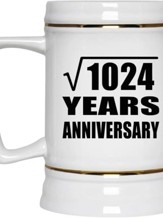 Подарки от Designsify, 32-я годовщина, квадратный корень из 1024 лет, керамическая кружка-бокал объемом 22 унции с ручкой для заморозки — для дня рождения, Рождества, Дня матери, Дня отца и вечеринки.