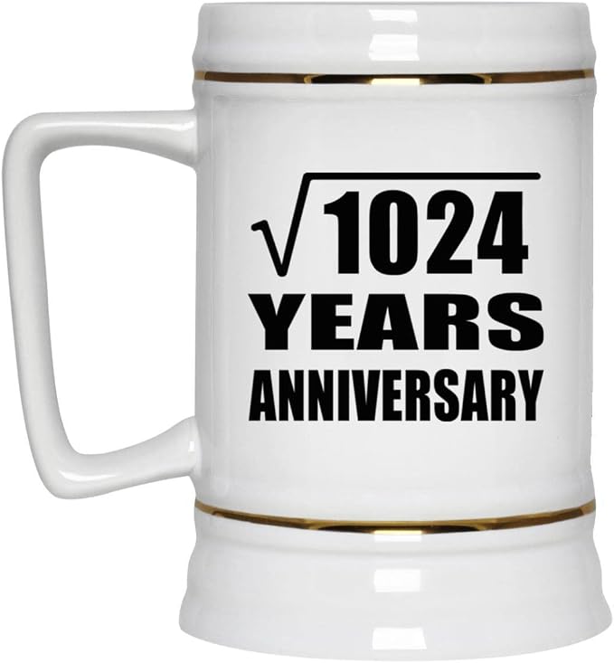 Подарки от Designsify, 32-я годовщина, квадратный корень из 1024 лет, керамическая кружка-бокал объемом 22 унции с ручкой для заморозки — для дня рождения, Рождества, Дня матери, Дня отца и вечеринки.