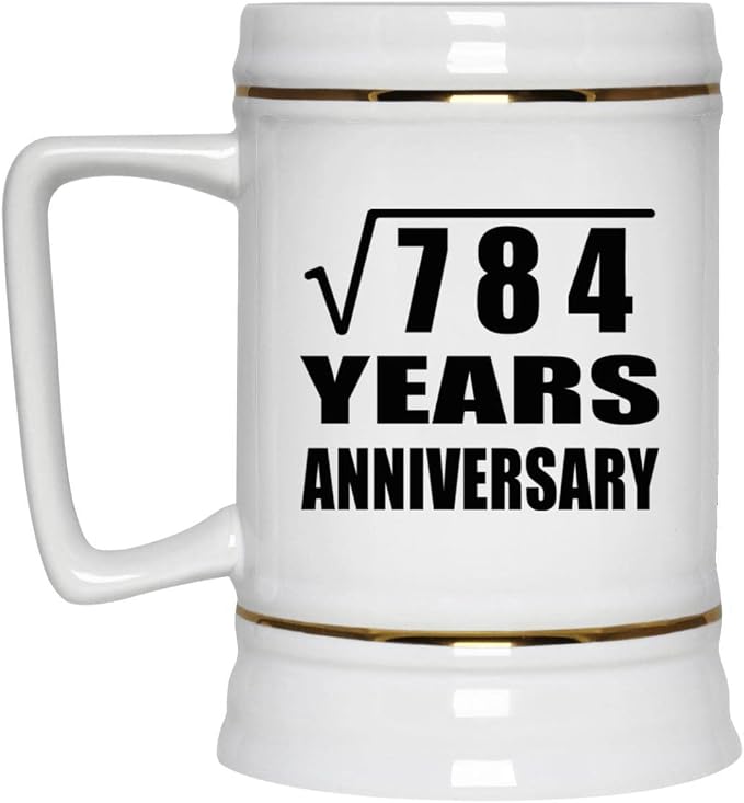 Подарки от Designsify, 28-я годовщина, квадратный корень из 784 лет, керамическая кружка-бокал объемом 22 унции с ручкой для заморозки — для дня рождения, Рождества, Дня матери, Дня отца, вечеринки.