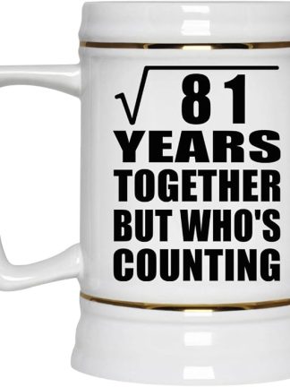 Подарки от Designsify, 9-я годовщина игры Square Root of 81 Years Who's Counting, керамическая кружка-бокал объемом 22 унции с ручкой для заморозки — для дня рождения, Рождества, Дня матери, Дня отца и вечеринки.