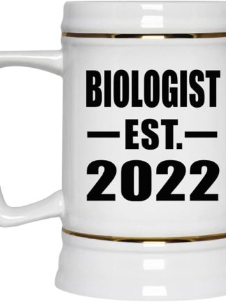 Designsify Gifts, Биолог, Основана в 2022 году, Керамическая кружка-бокал для пива объемом 22 унции с ручкой, подходит для заморозки — для дня рождения, годовщины, Рождества, Дня матери, Дня отца, вечеринки, для мужчин, женщин и него.