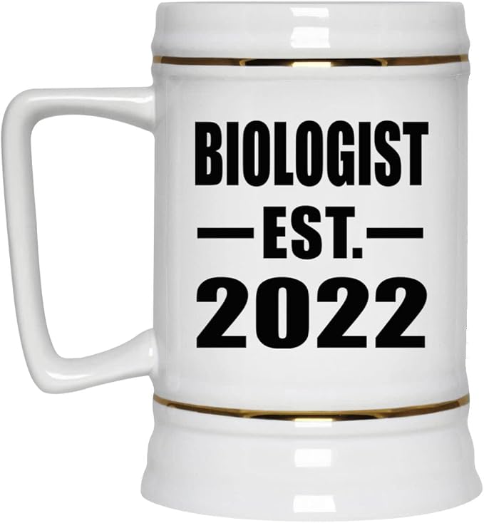 Designsify Gifts, Биолог, Основана в 2022 году, Керамическая кружка-бокал для пива объемом 22 унции с ручкой, подходит для заморозки — для дня рождения, годовщины, Рождества, Дня матери, Дня отца, вечеринки, для мужчин, женщин и него.