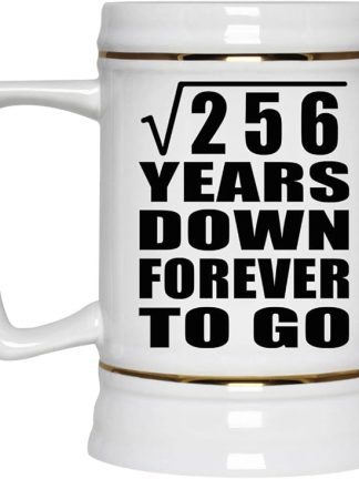 Подарки от Designsify, 16-я годовщина, квадратный корень из 256 лет, навсегда, керамическая кружка-бокал объемом 22 унции с ручкой для заморозки — для дня рождения, Рождества, Дня матери, Дня отца, вечеринки.