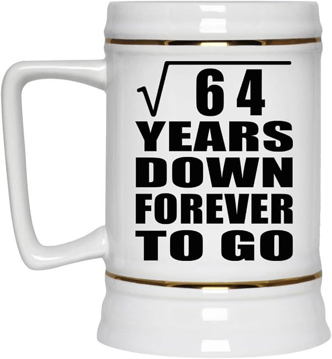 Подарки от Designsify, 8-я годовщина, квадратный корень из 64 лет, уже позади, навсегда, керамическая кружка-бокал объемом 22 унции с ручкой для заморозки — для дня рождения, Рождества, Дня матери, Дня отца, вечеринки.