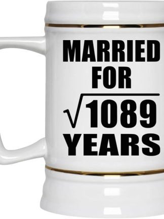Подарки от Designsify, 33-я годовщина свадьбы, квадратный корень из 1089 лет, керамическая кружка-бокал объемом 22 унции с ручкой для заморозки — для дня рождения, Рождества, Дня матери, Дня отца и вечеринки.