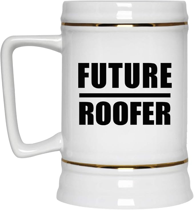 Подарки от Designsify, кружка для пива Future Roofer, керамическая, объемом 22 унции (550 мл) с ручкой, для заморозки — подарок на день рождения, годовщину, Рождество, День матери, День отца, вечеринку, для мужчин, женщин, для него, для нее, друга, мамы, папы.