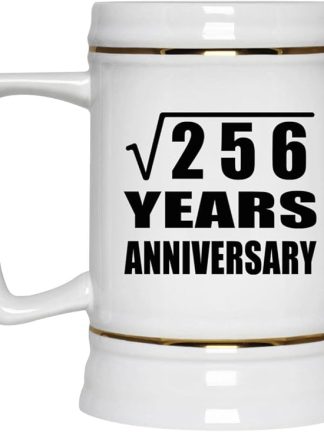 Подарки от Designsify, 16-я годовщина, квадратный корень из 256 лет, керамическая кружка-бокал объемом 22 унции с ручкой для заморозки — для дня рождения, Рождества, Дня матери, Дня отца, вечеринки.