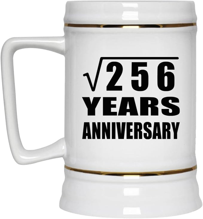 Подарки от Designsify, 16-я годовщина, квадратный корень из 256 лет, керамическая кружка-бокал объемом 22 унции с ручкой для заморозки — для дня рождения, Рождества, Дня матери, Дня отца, вечеринки.