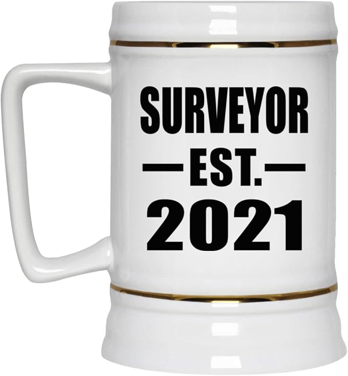Designsify Gifts, Surveyor, основана в 2021 году, керамическая кружка-бокал объемом 22 унции с ручкой для заморозки — для дня рождения, годовщины, Рождества, Дня матери, Дня отца, вечеринки, для мужчин, женщин, для него и для нее.