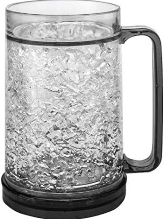 Кружка для пива Rockin Beer Stein Mug, пивные бокалы с двойными стенками и ручкой, пригодные для заморозки, объемом 473 мл (16 унций), для сохранения напитков ледяными, бокал для коктейлей, который можно замораживать (1, черный)