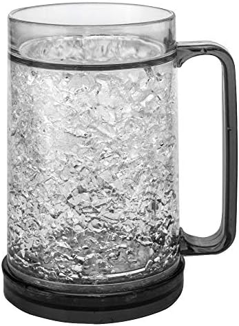 Кружка для пива Rockin Beer Stein Mug, пивные бокалы с двойными стенками и ручкой, пригодные для заморозки, объемом 473 мл (16 унций), для сохранения напитков ледяными, бокал для коктейлей, который можно замораживать (1, черный)