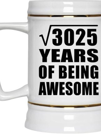 Подарки от Designsify, 55-летие, квадратный корень из 3025 лет быть потрясающим, керамическая кружка-бокал объемом 22 унции с ручкой для заморозки — для годовщины, Рождества, Дня матери, Дня отца, вечеринки