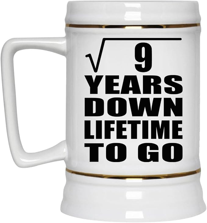 Подарки от Designsify, 3-я годовщина, квадратный корень из 9 лет, пожизненная гарантия, керамическая кружка-бокал объемом 22 унции с ручкой для заморозки — для дня рождения, Рождества, Дня матери, Дня отца, вечеринки.