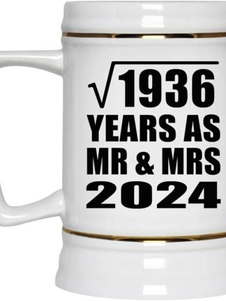 Подарки от Designsify, 44-я годовщина свадьбы (квадратный корень из 1936 лет в качестве мистера и миссис 2024), керамическая кружка-бокал объемом 22 унции с ручкой для заморозки — для дня рождения, Рождества, Дня матери, Дня отца и вечеринки.