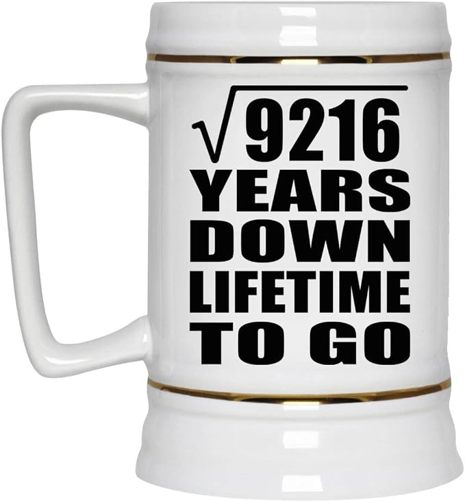 Подарки от Designsify, 96-я годовщина, квадратный корень из 9216 лет, керамическая кружка-бокал объемом 22 унции с ручкой для заморозки — для дня рождения, Рождества, Дня матери, Дня отца, вечеринки.