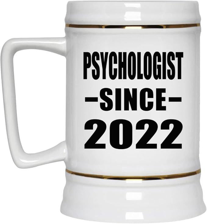 Designsify Gifts, Психолог с 2022 года, Керамическая кружка-бокал для пива объемом 22 унции с ручкой, подходит для заморозки — подарок на день рождения, годовщину, Рождество, День матери, День отца, вечеринку, для мужчин, женщин, для него, для нее, для друга.