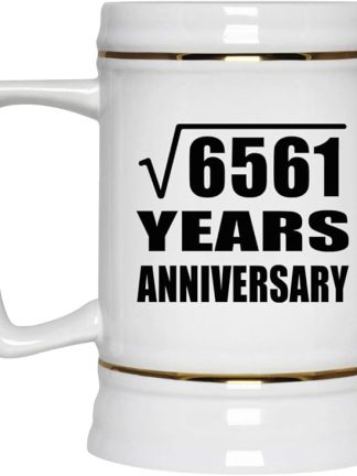 Подарки от Designsify, 81-я годовщина, квадратный корень из 6561 года, керамическая кружка-бокал объемом 22 унции с ручкой для заморозки — для дня рождения, Рождества, Дня матери, Дня отца и вечеринки.