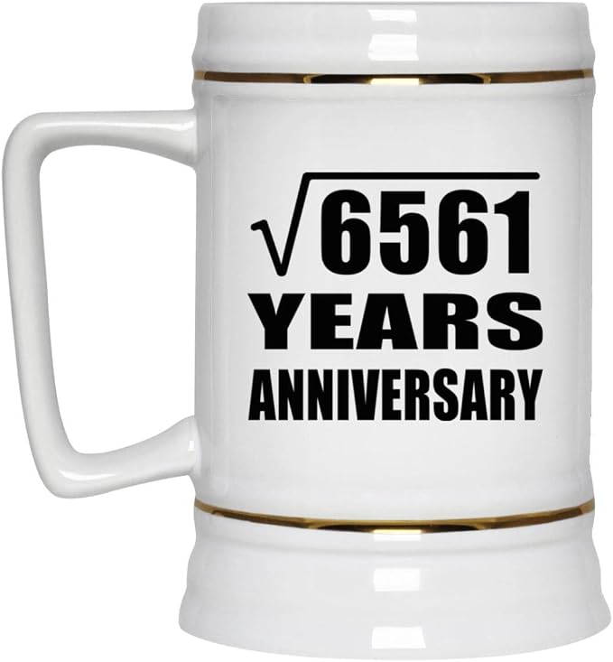 Подарки от Designsify, 81-я годовщина, квадратный корень из 6561 года, керамическая кружка-бокал объемом 22 унции с ручкой для заморозки — для дня рождения, Рождества, Дня матери, Дня отца и вечеринки.