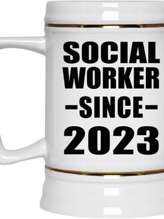 Designsify Gifts, Социальный работник с 2023 года, Керамическая кружка-бокал объемом 22 унции с ручкой для заморозки - для дня рождения, годовщины, Рождества, Дня матери, Дня отца, вечеринки, для мужчин, женщин, для него и для нее