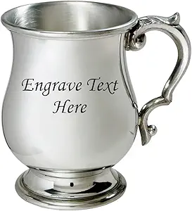 Оловянная кружка Wentworth Pewter объемом полпинты (георгианская эпоха), пивная кружка (с гравировкой).