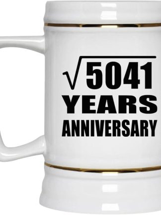 Подарки от Designsify, 71-я годовщина, квадратный корень из 5041 года, керамическая кружка-бокал объемом 22 унции с ручкой для заморозки — для дня рождения, Рождества, Дня матери, Дня отца.