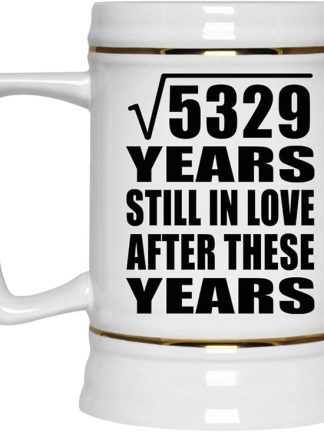 Подарки от Designsify, 73-я годовщина, квадратный корень из 5329 лет, все еще любим, керамическая кружка-бокал объемом 22 унции с ручкой для заморозки — для дня рождения, Рождества, Дня матери, Дня отца, вечеринки.